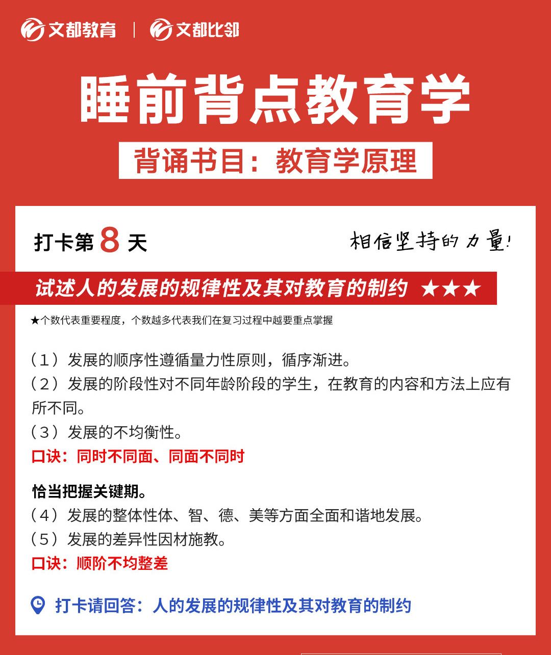 文都考研之睡前背點教育學(xué)：人的發(fā)展的規(guī)律及其對教育的制約